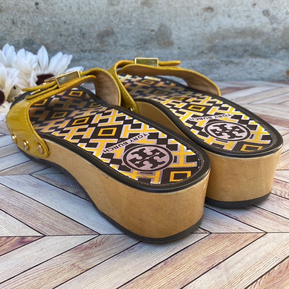 Tory Burch Yellow Summer Slides Sandals size 5.5/6 - Picture 5 of 10